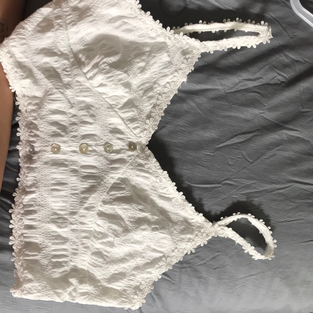 White cropped shirt/bralette